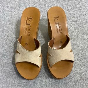 K. Jacques St Tropez wedge heel sandals single strap slip on size 36 France